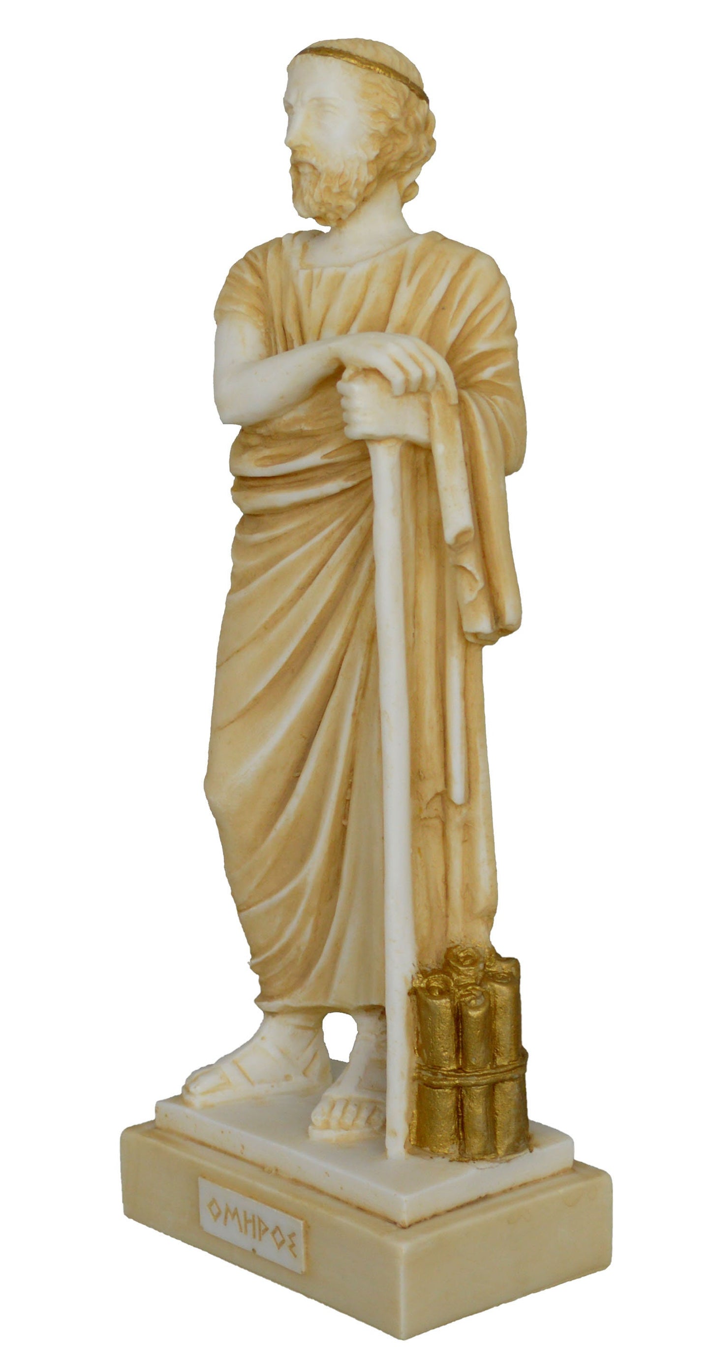 Homer - Ancient Greek Poet - Iliad and Odyssey - Most Influential Author in the Western World - Aged Alabaster Statue