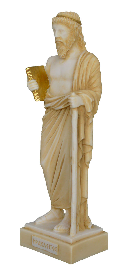 Heraclitus of Ephesus - Ancient Greek Philosopher - Unity of Opposites and Harmony in the World - Aged Alabaster Statue