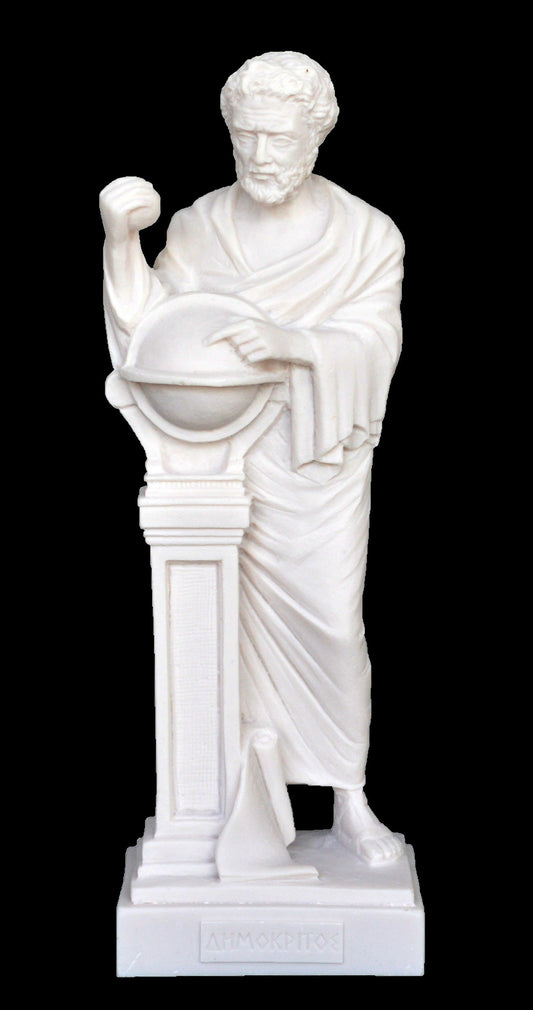 Democritus - Ancient Greek Philosopher, Scientist - Atomic Theory of the Universe - Alabaster Statue Sculpture