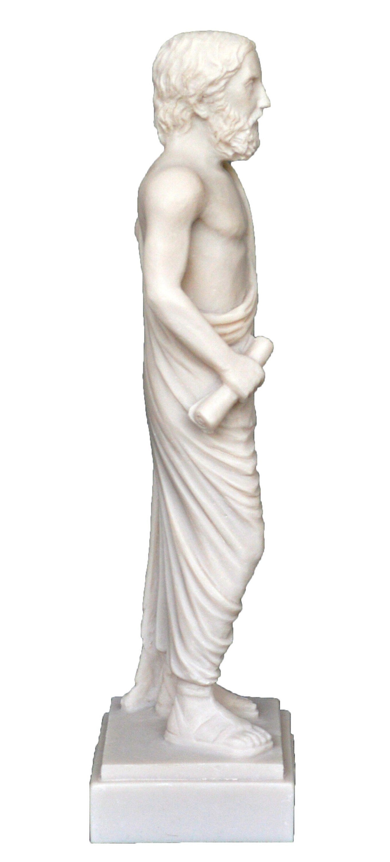 Epicurus - Ancient Greek Philosopher, Epicureanism, Materialist - Basic Constituents of the World are Atoms - Alabaster Statue Sculpture