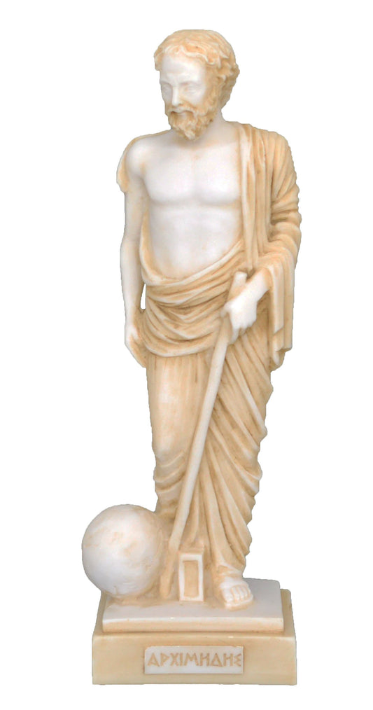 Archimedes - Great Scientist and Mathematician of the Ancient World  - Aged Alabaster Statue Sculpture