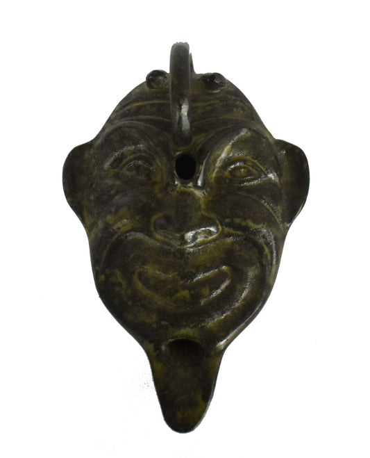 Bronze oil lamp - Satyr face - ancient Greek reproduction artifact