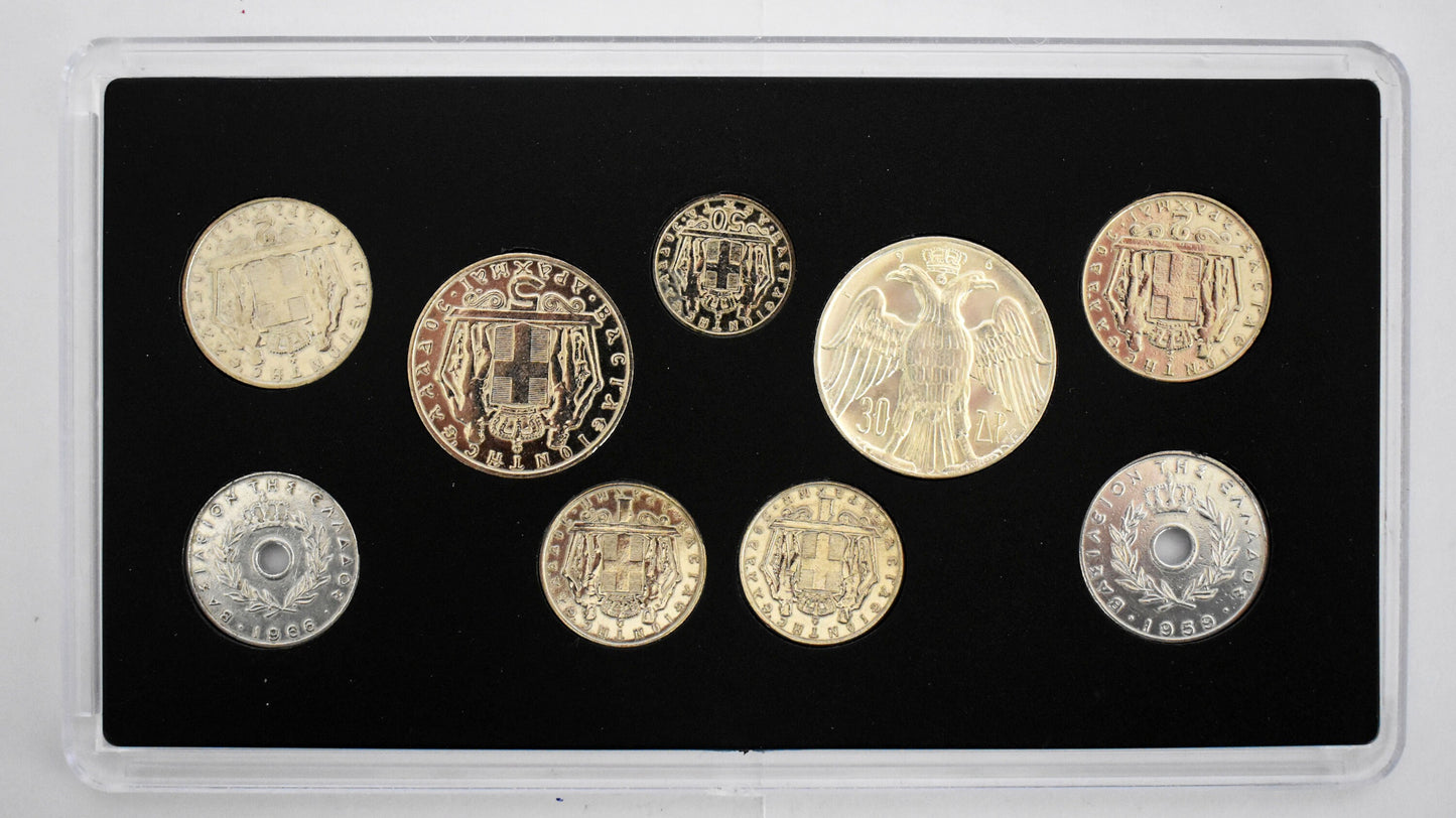 Drachmas - National Currency of Greece - Pre-Euro Coinage - Complete set of 1964 - 1966 - 1967 -  Original Coins Collection