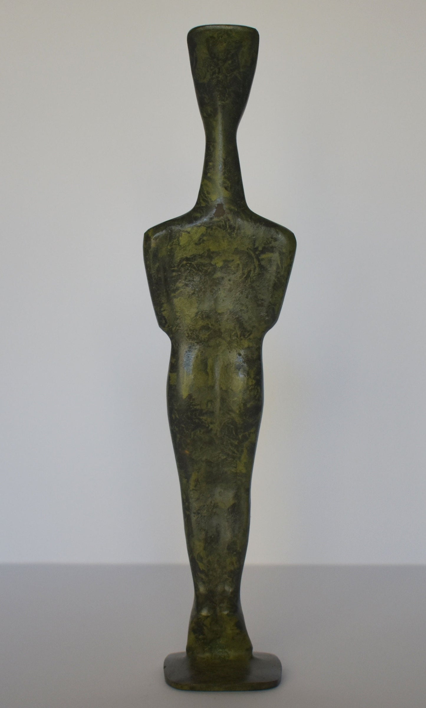 Cycladic female idol - Fertility Deity - Figure from Keros island, Greece - pure bronze  statue