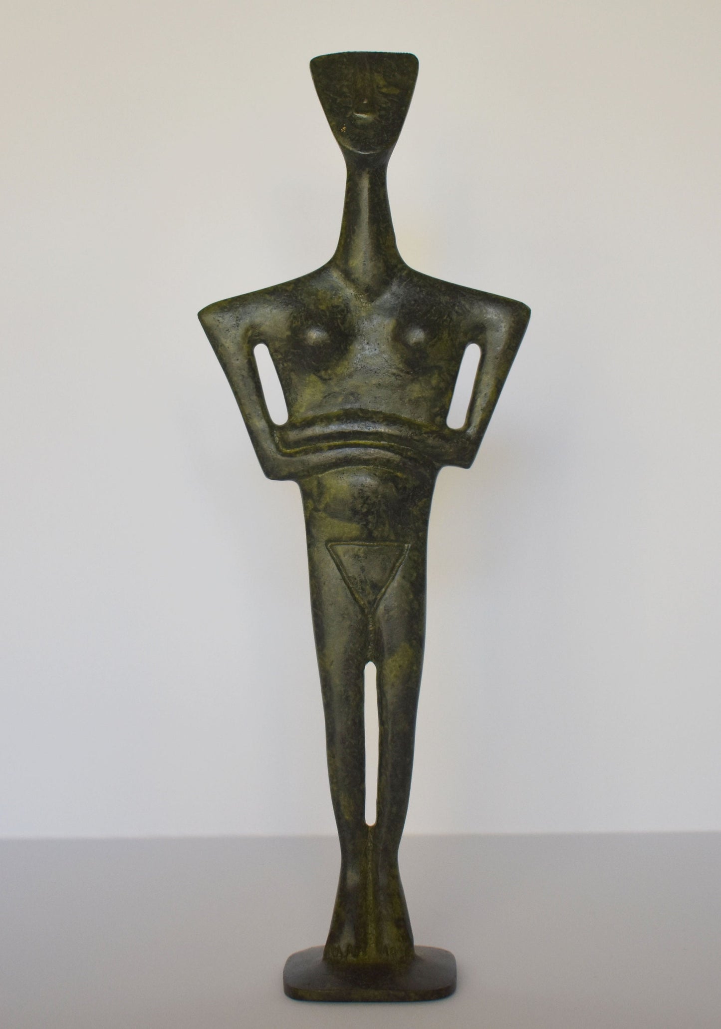 Cycladic female idol - Religious Figure from Keros island, Greece - pure bronze  statue