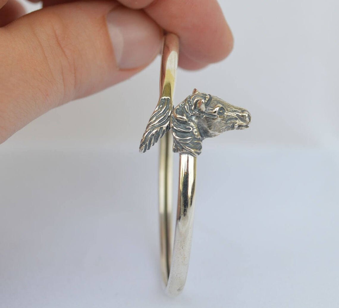 Horse Head - Ancient Greek Symbol of Wealth and Prosperity- Bracelet - 925 Sterling Silver