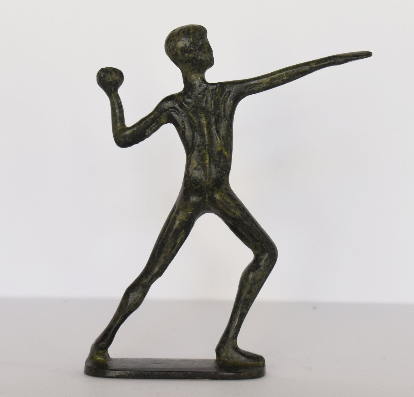 Thrower - shot put - heavy spherical ball - Ancient Greek Olympic Games- pure Bronze Sculpture