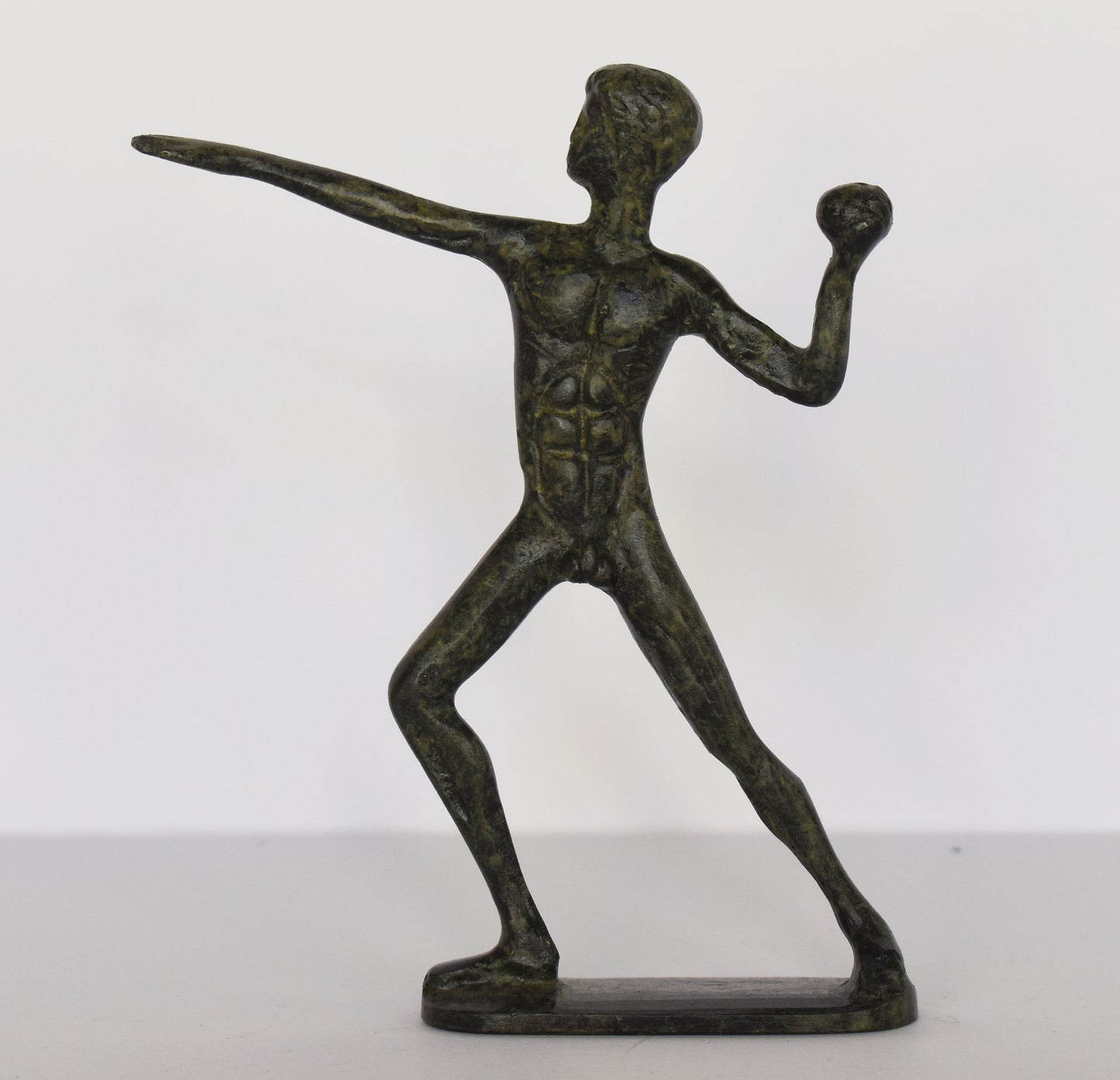 Thrower - shot put - heavy spherical ball - Ancient Greek Olympic Games- pure Bronze Sculpture