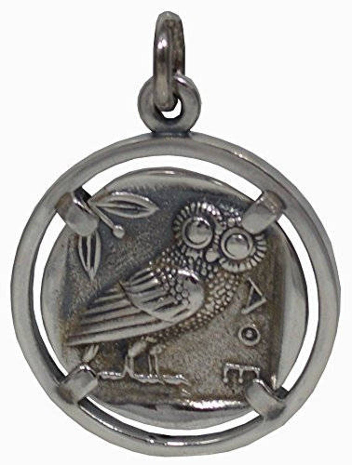 Athena Minerva - Greek Roman Goddess of wisdom - Owl, symbol of knowledge - Tetradrachm, 431-413 BC - Coin Pendant - 925 Sterling Silver