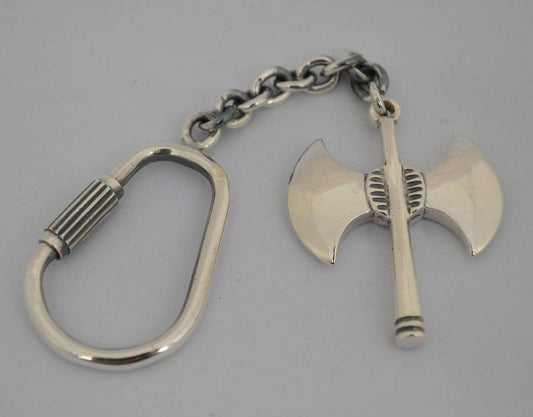 Labrys, Double Headed Axe - Minoan Sacred Symbol - Ancient Greece - Keychain - 925 Sterling Silver