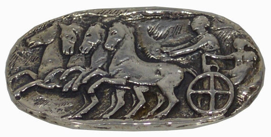 Charioteer on a quadriga - Fresco Wall Theme -  Ancient Olympic Games - Emblem of Triumph  - Brooch Pin - 925 Sterling Silver