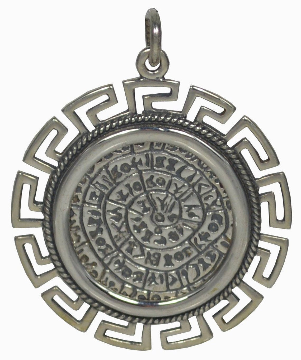 Phaistos Disk - Minoan Period, Crete, Ancient Greece - Meander Design - Pendant - 925 Sterling Silver