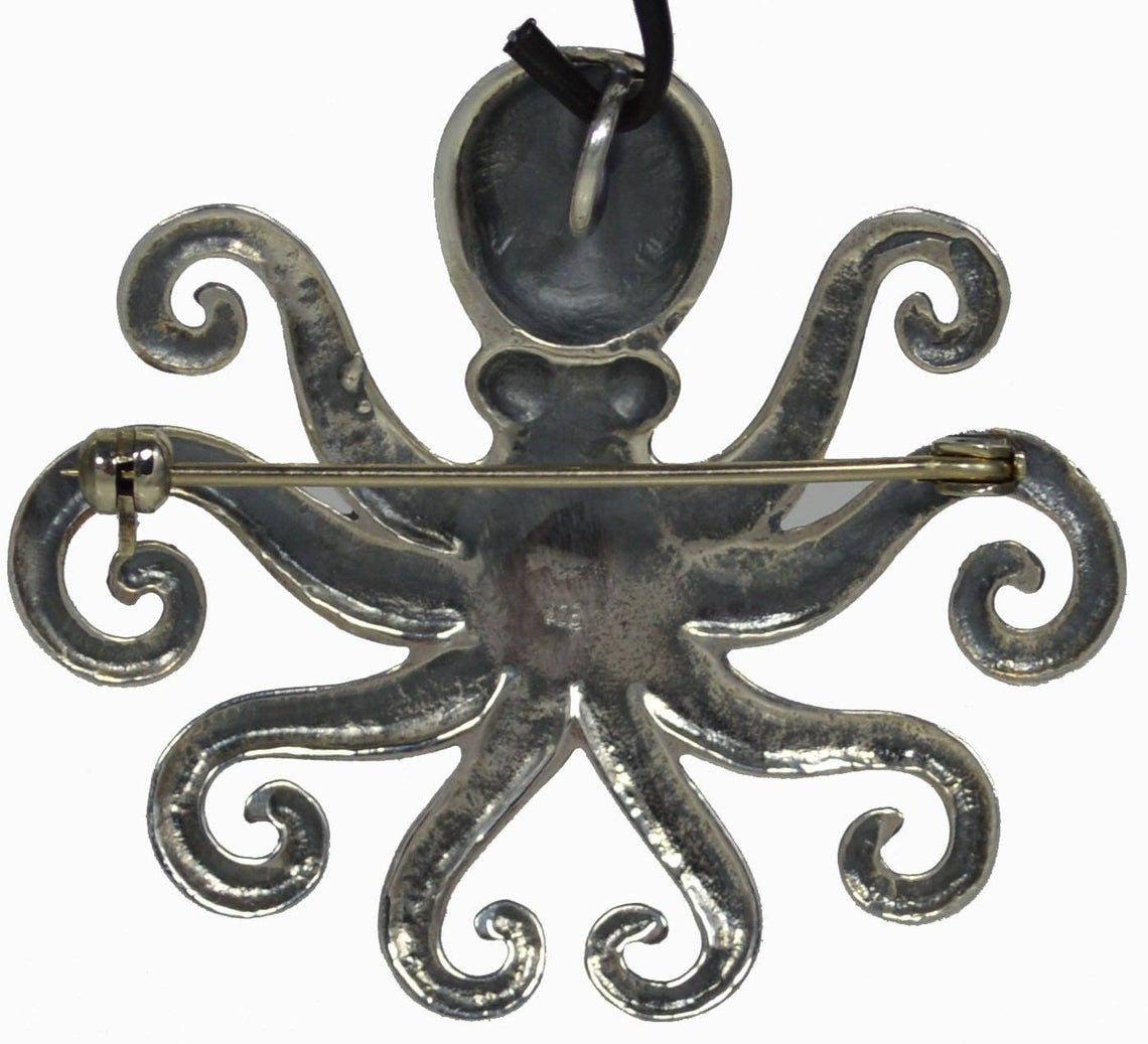 Octopus - Minoan Symbol of flexibility, creativity, intelligence - Crete, Ancient Greece - Pendant - Brooch Pin - 925 Sterling Silver