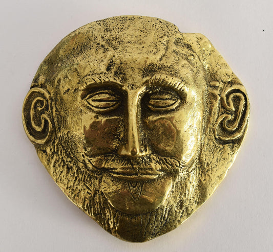 Mask of Agamemnon - King of Mycenae - Commander of Greeks in Trojan War - Paperweight - pure bronze  statue