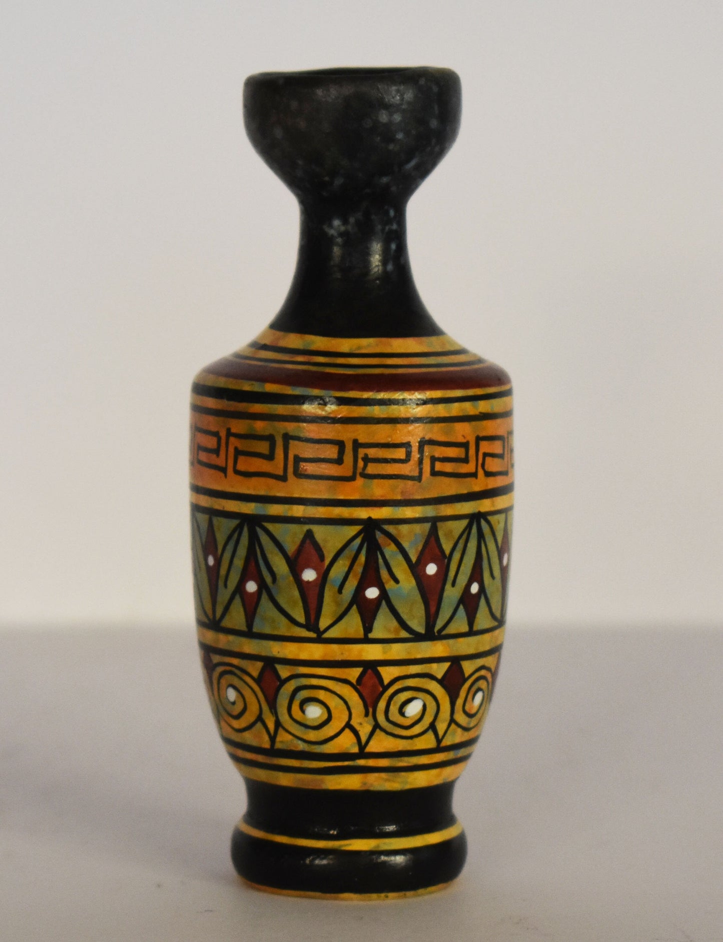 Ancient Greek lekythos - floral decoration - Miniature Ceramic piece - Geometric Period - Handmade in Greece