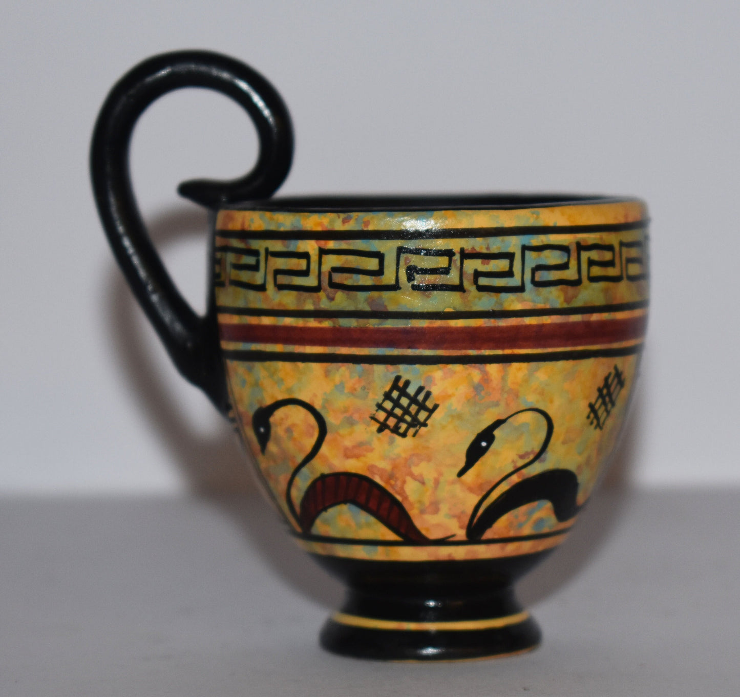 Ancient Greek vase with animals - Miniature Ceramic piece - Geometric Period - Handmade in Greece