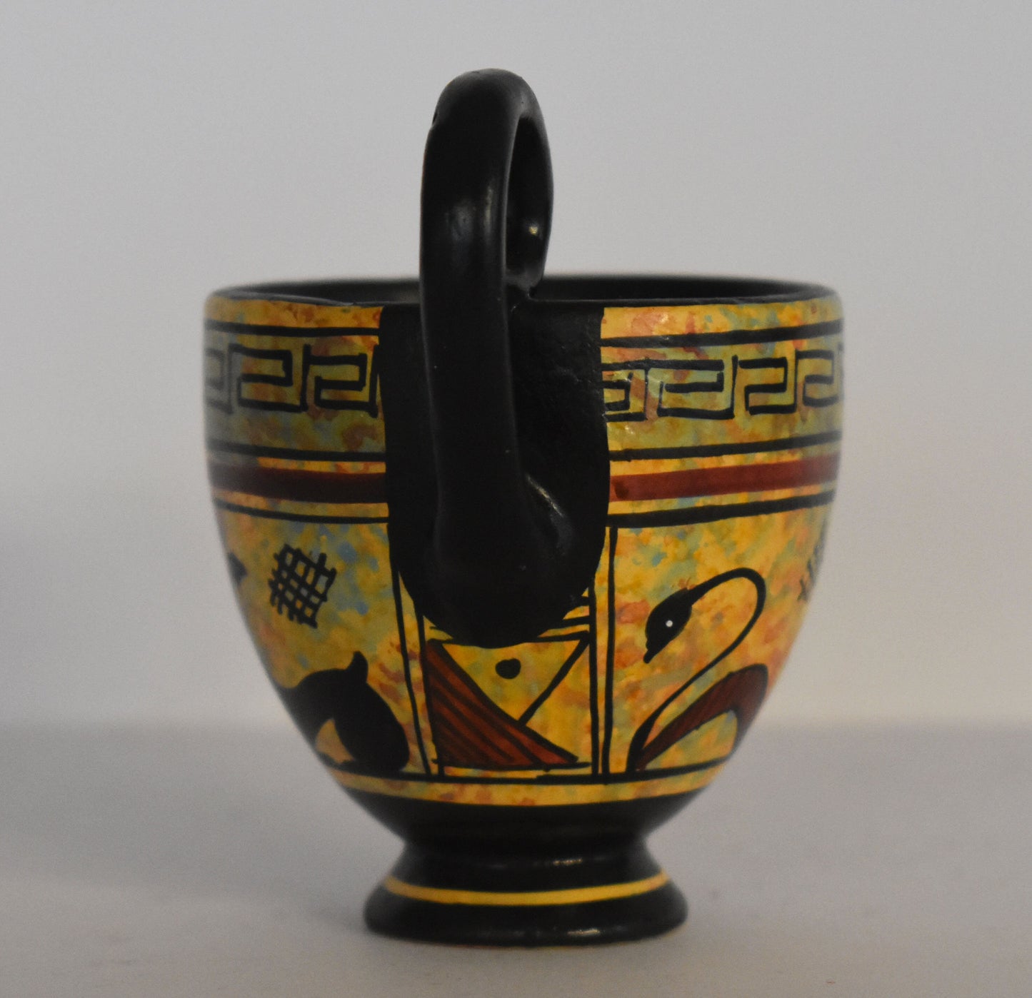 Ancient Greek vase with animals - Miniature Ceramic piece - Geometric Period - Handmade in Greece