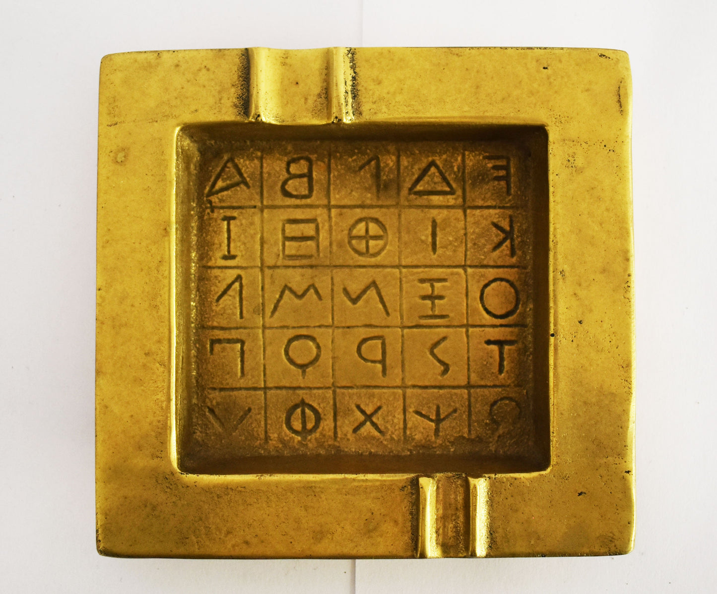 Ashtray - Ancient Greek alphabet - the ancestor of the Latin and Cyrillic scripts - pure bronze  statue