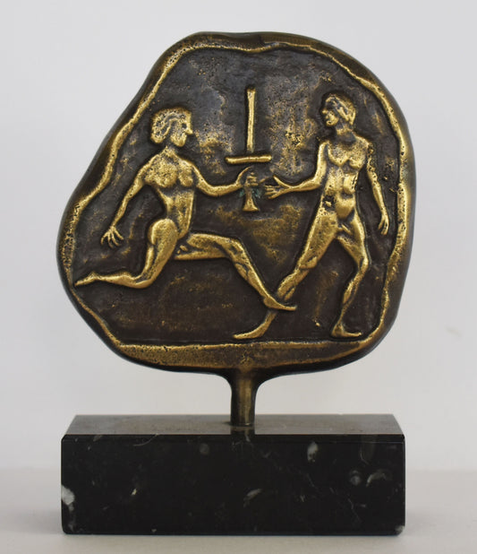 Torch Relay  - Symbol of the creation of the world, renewal and light - Olympic Games, Panathenaia - Marble Base - pure bronze  artifact