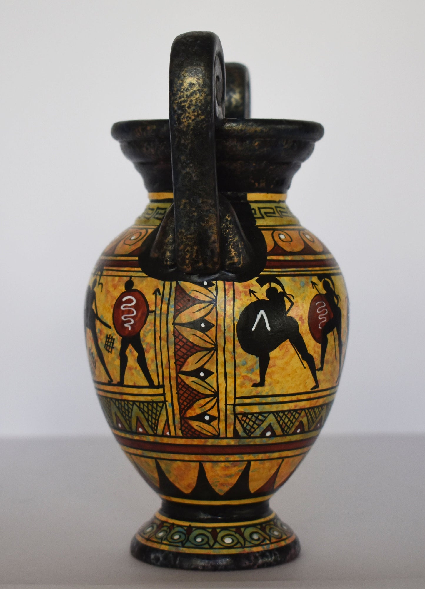 Ancient Greek vase - warriors - Ceramic piece - Geometric Period - Handmade in Greece