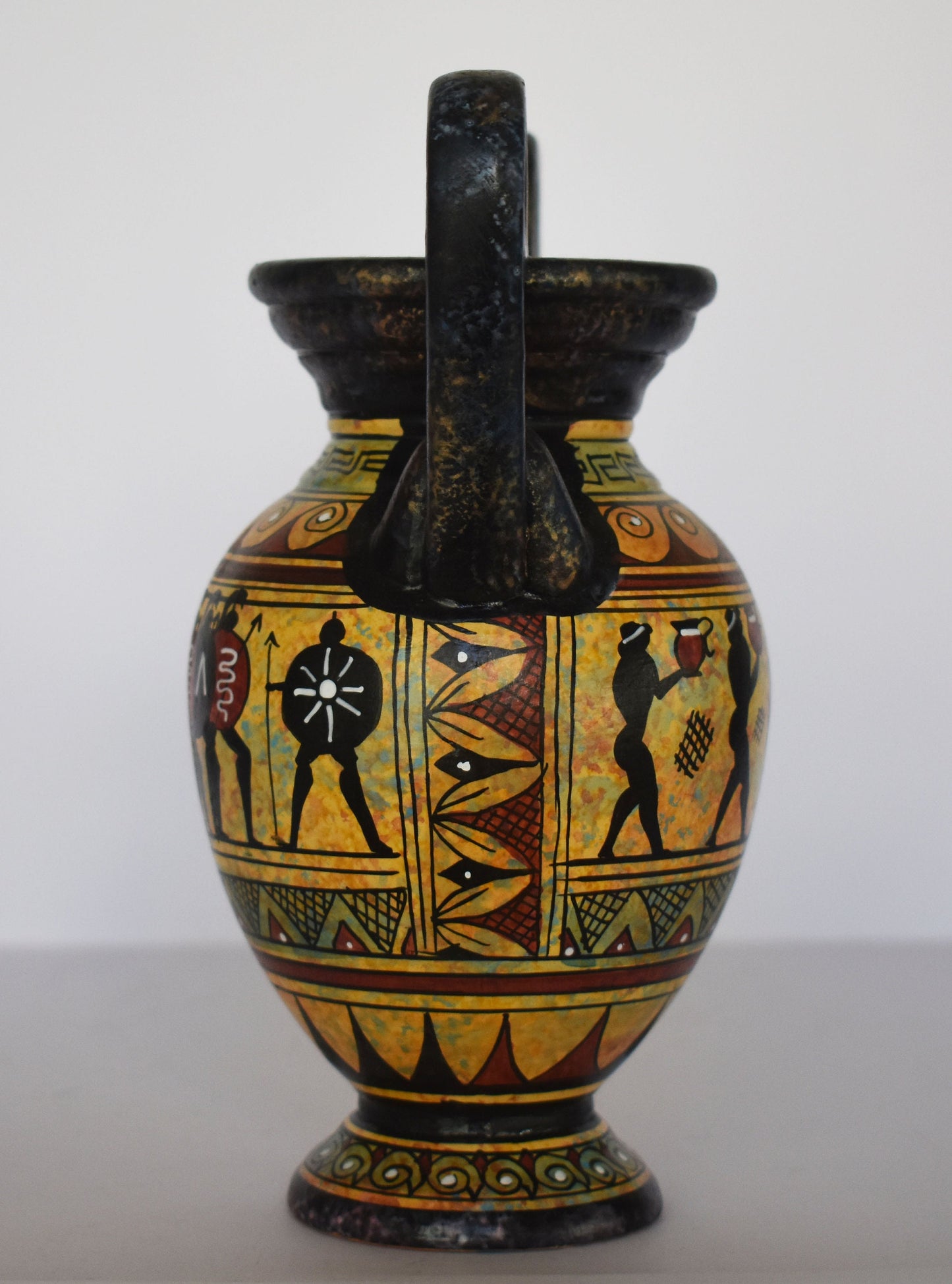 Ancient Greek vase - warriors - Ceramic piece - Geometric Period - Handmade in Greece