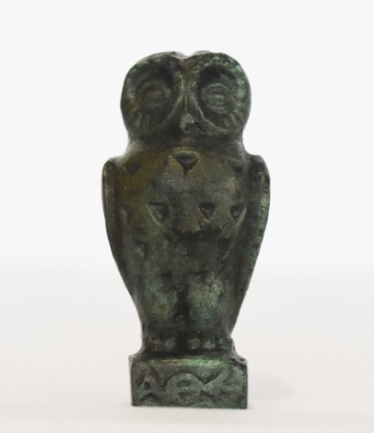 Athenian Owl - symbol of wisdom - miniature - ancient Greek reproduction  - pure Bronze Sculpture