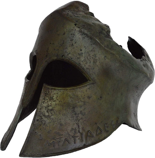 Miltiades Helmet from Battle of Marathon - Olympia Museum Replica - pure Bronze Sculpture