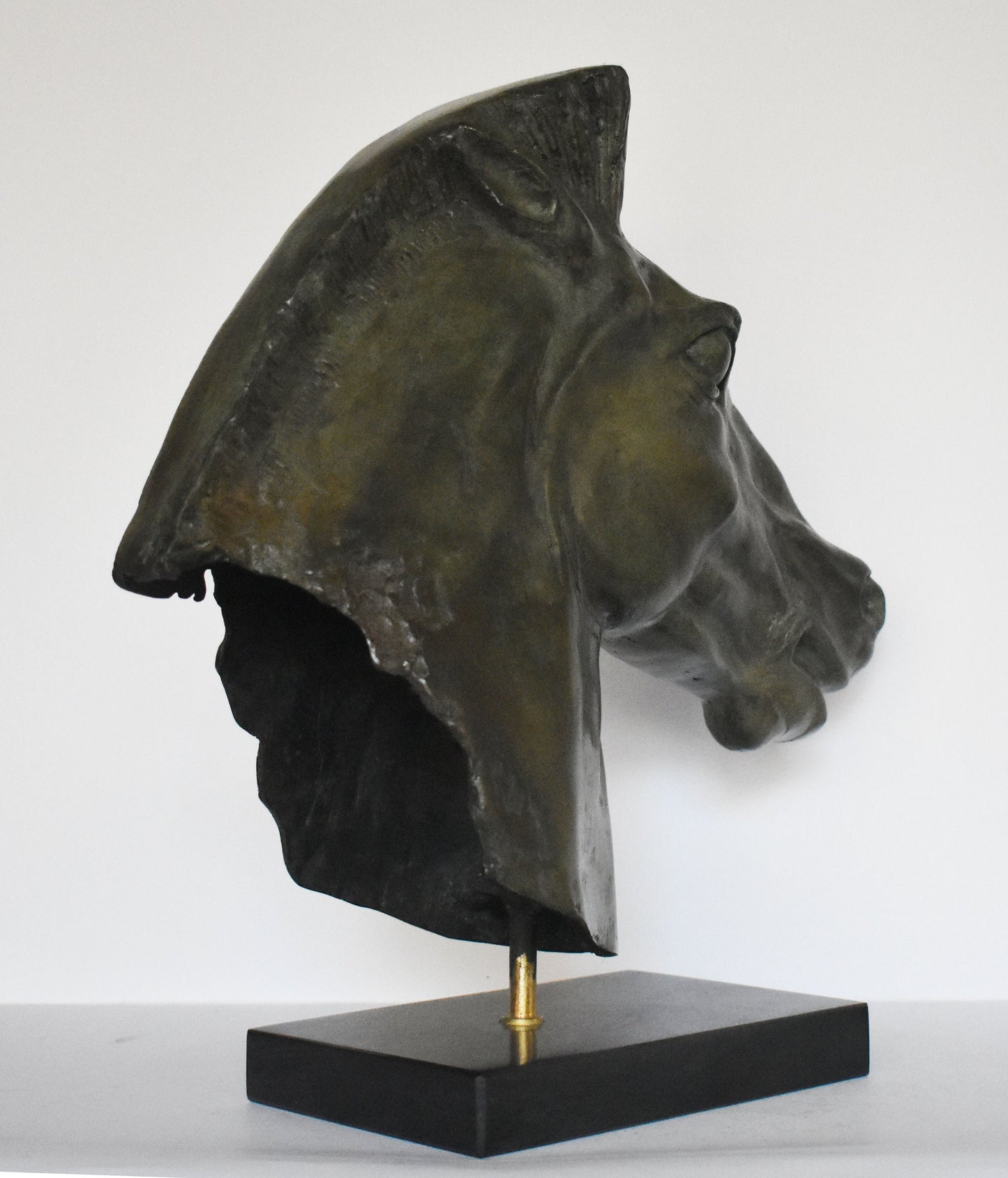 Ancient Greek Horse head with marble base - pure Bronze Sculpture - Symbol of Wealth and Prosperity - Perfect Gift