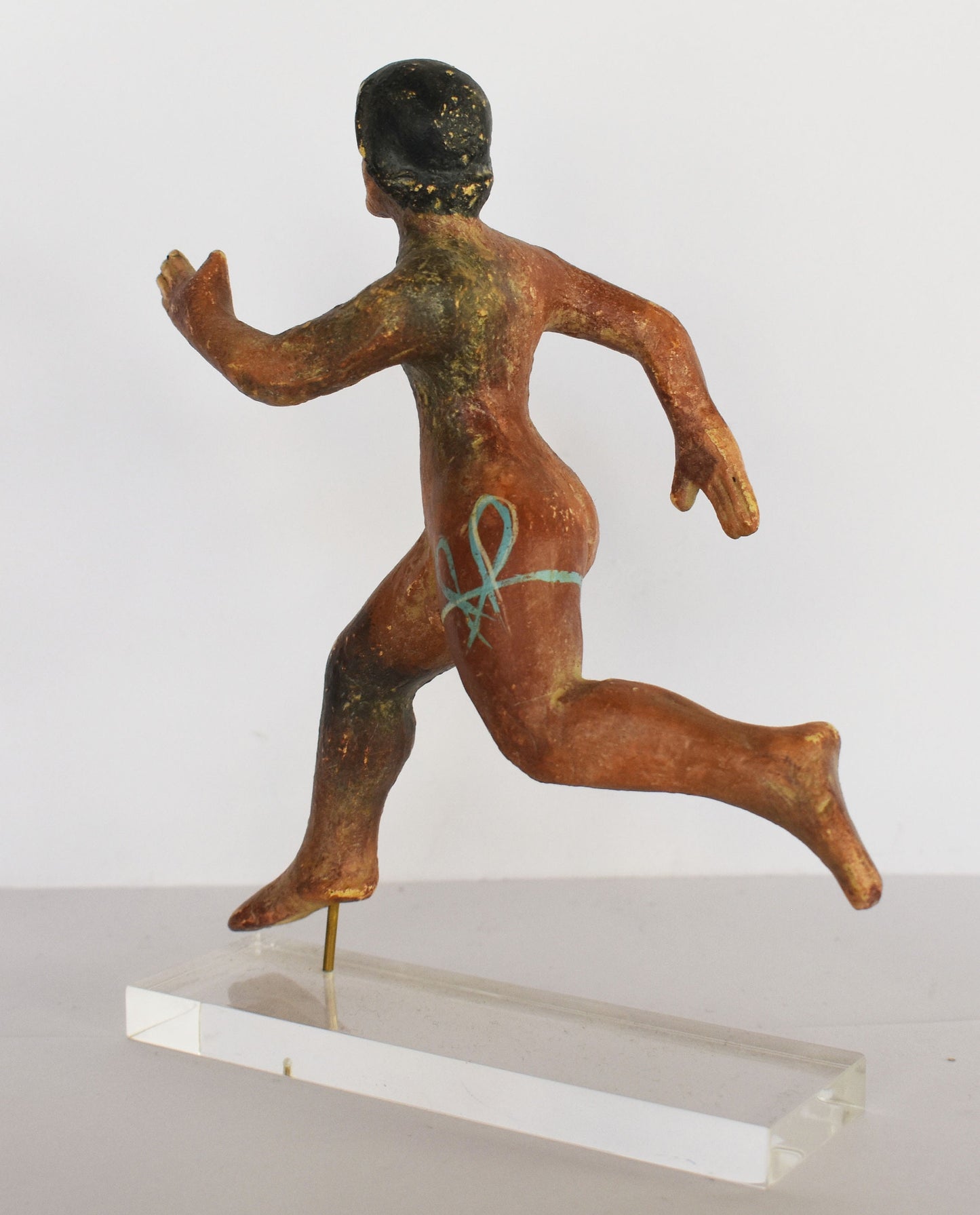 Runner - Athlete - Stade Race, Diaulos, Dolichos  - Ancient Greek Olympic Games - Plexiglass Base - Ceramic Artifact