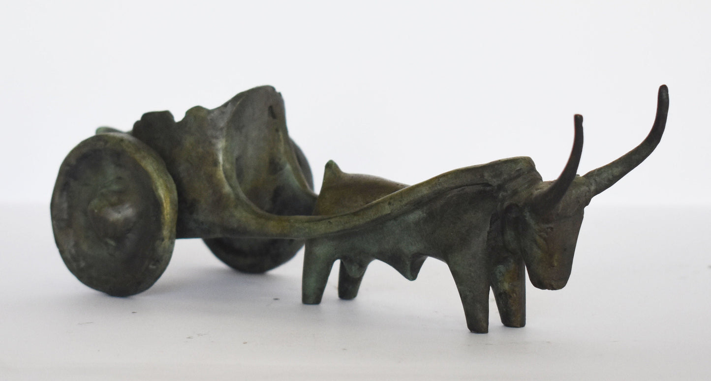 Bronze Oxen and Cart - Classic Period - Ancient Greek Reproduction - Pure Bronze Artifact