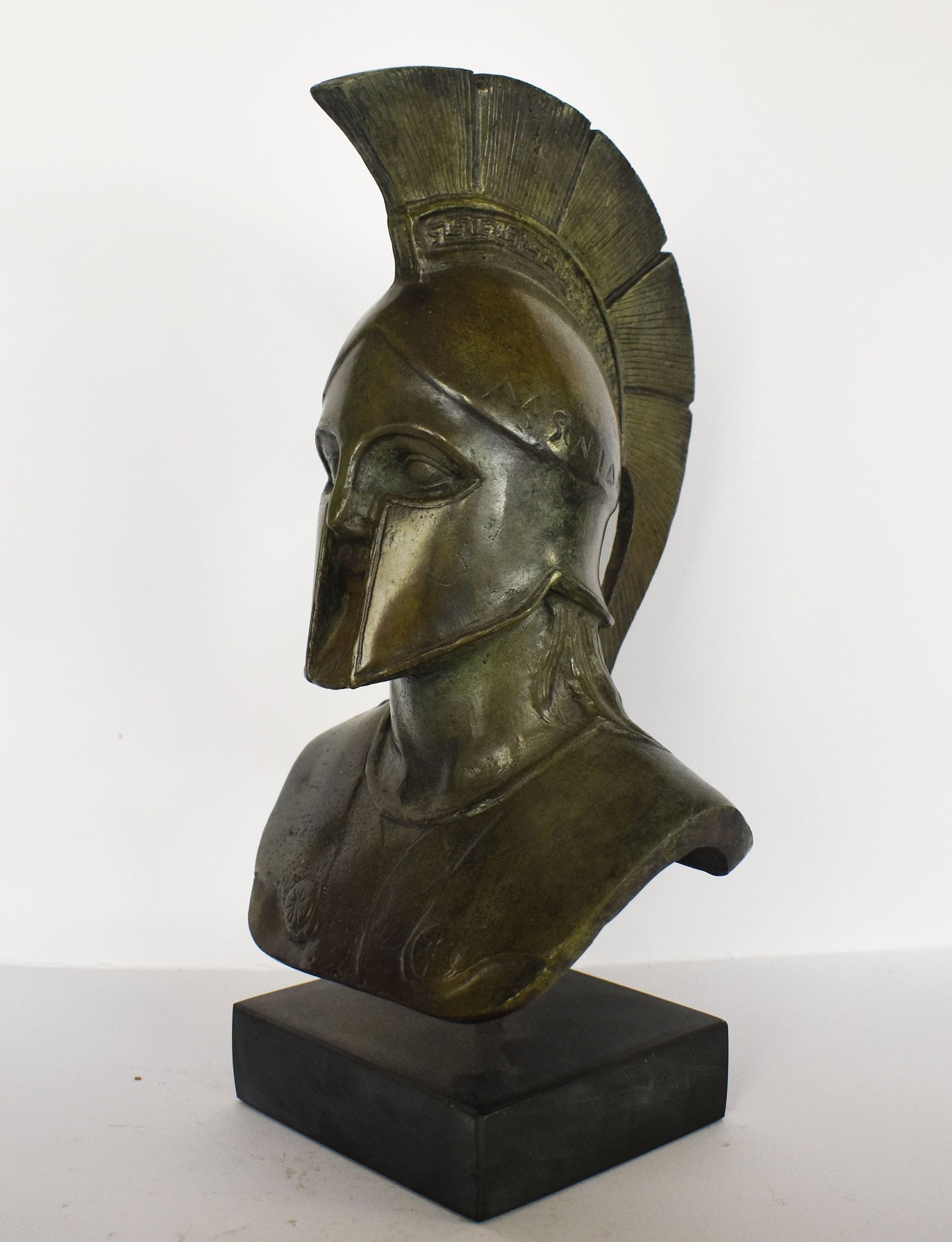 Leonidas bust - spartan king - ancient Greek Hero of Thermopylae - marble base - museum Replica - pure bronze  statue