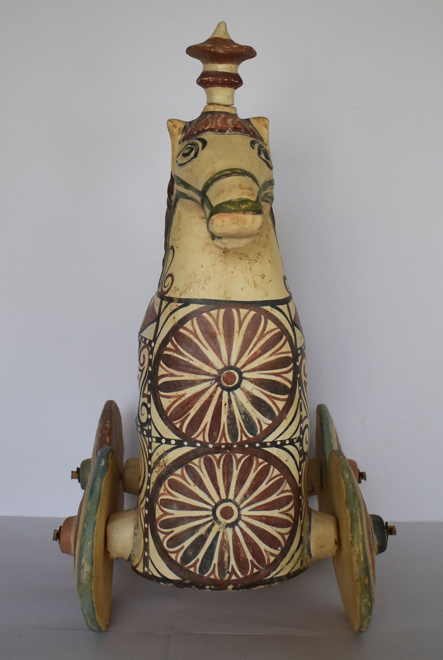 Trojan Horse on Wheels - Huge Hollow Greek Horse - Trojan War - Homer’s Iliad - Representation of Ancient Greek Vessel - Ceramic Artifact