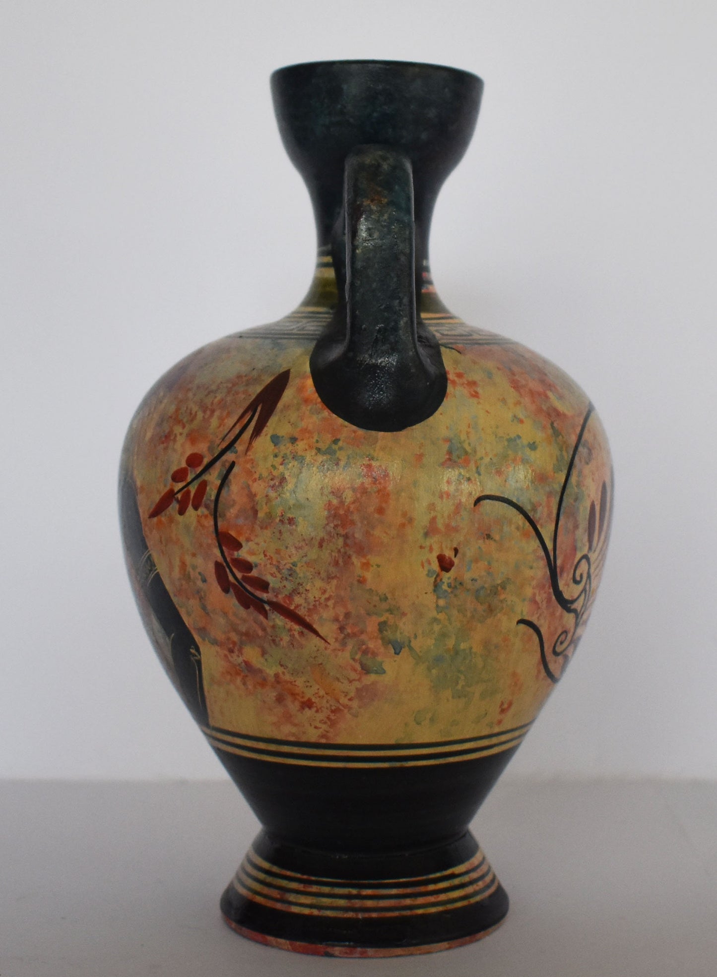 Athena Minerva - Greek Roman Goddess of  Wisdom, Handicraft, and Warfare - Floral and Meander design - Ceramic Vase