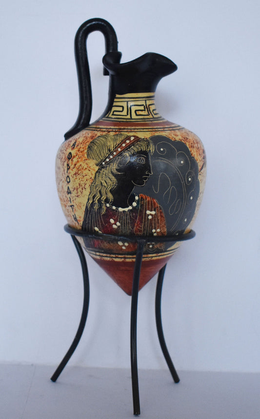 Rhyton - Vessel for Libations or Drinking - Aphrodite - Goddess of Love and Beauty - Floral design - Ceramic Vase