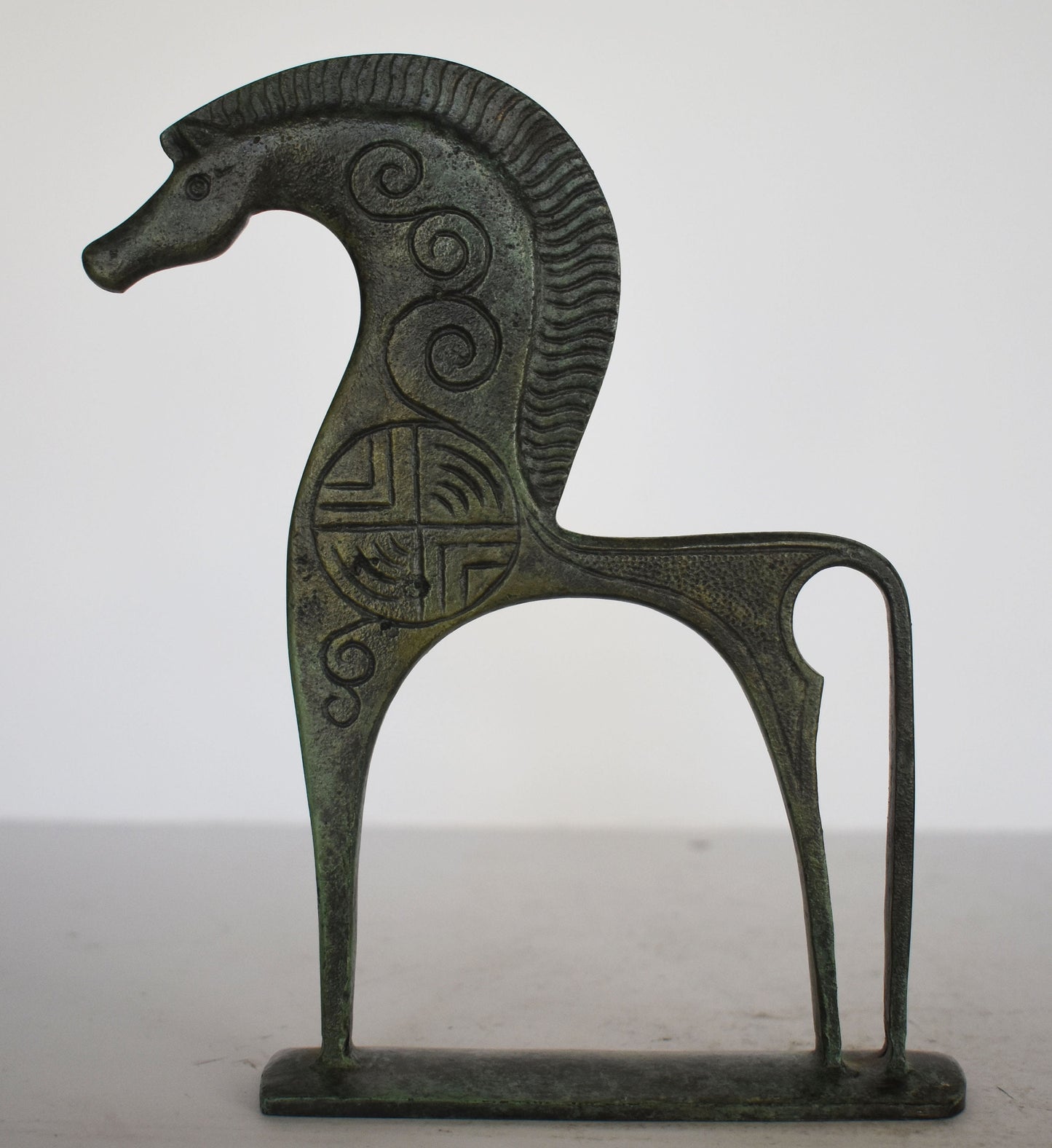 Ancient Greek Horse - Geometric Era - pure Bronze Sculpture - Symbol of Wealth and Prosperity