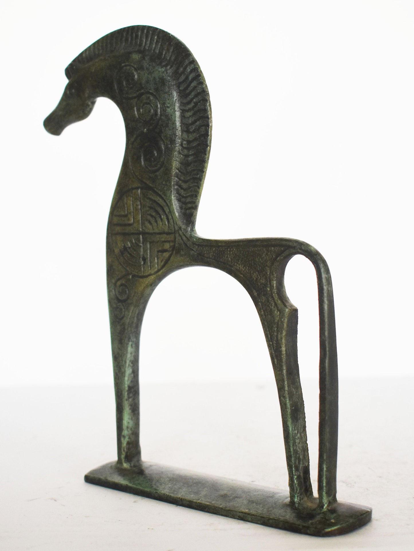 Ancient Greek Horse - Geometric Era - pure Bronze Sculpture - Symbol of Wealth and Prosperity