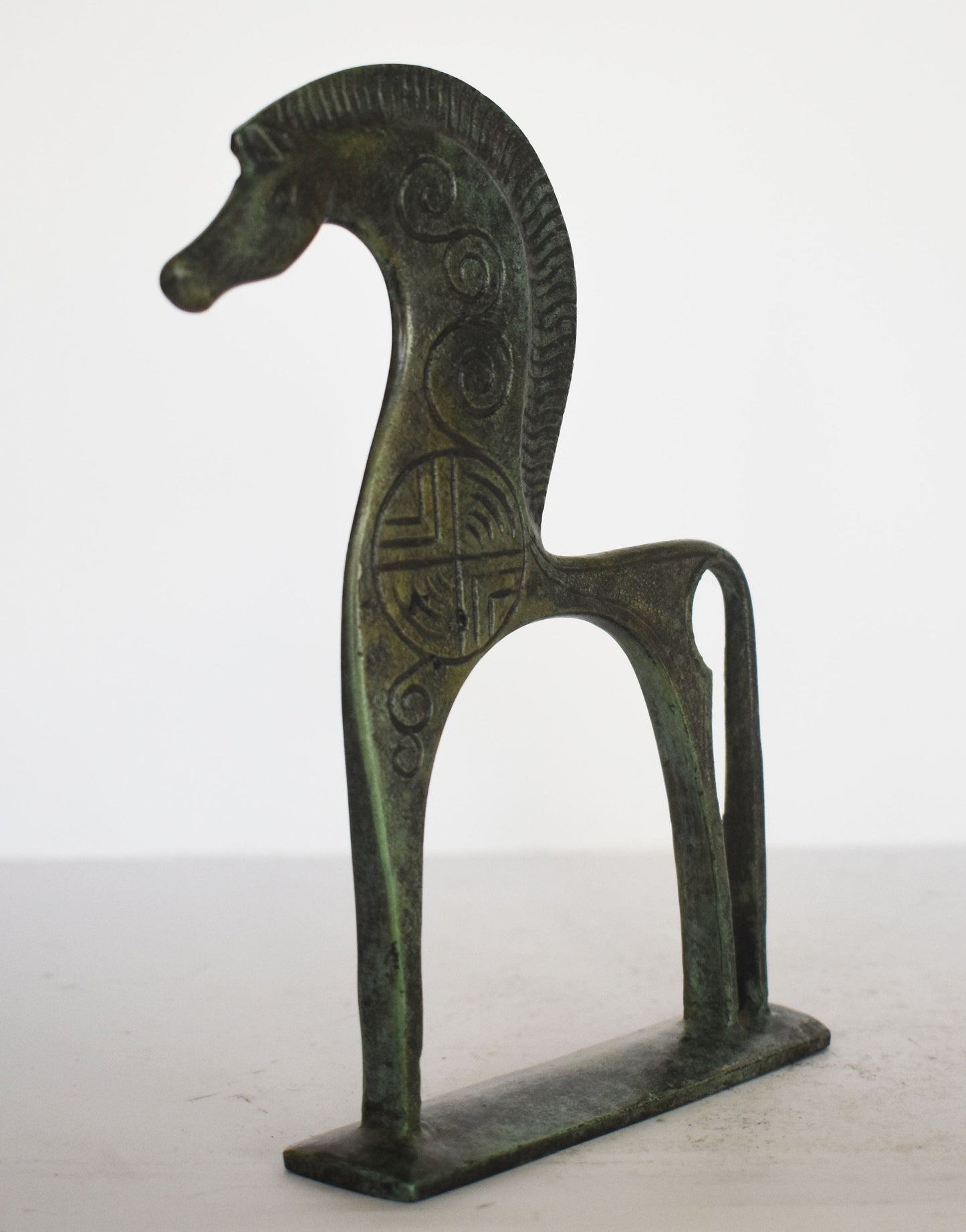 Ancient Greek Horse - Geometric Era - pure Bronze Sculpture - Symbol of Wealth and Prosperity