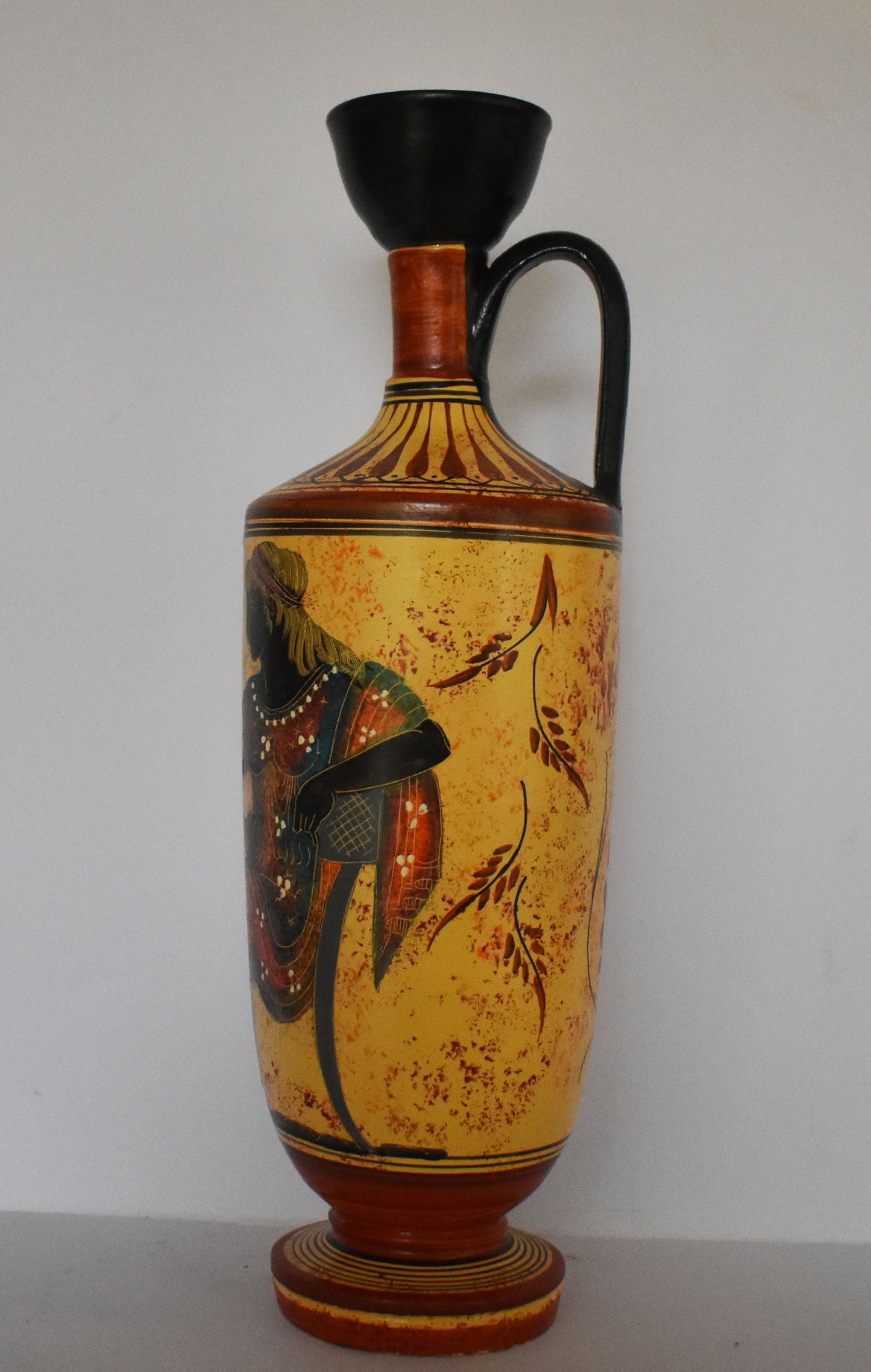 Lekythos - Storing Oil and Funerary Rites Vessel - Artemis - Goddess of Animals, Hunting - Floral design - Ceramic Vase