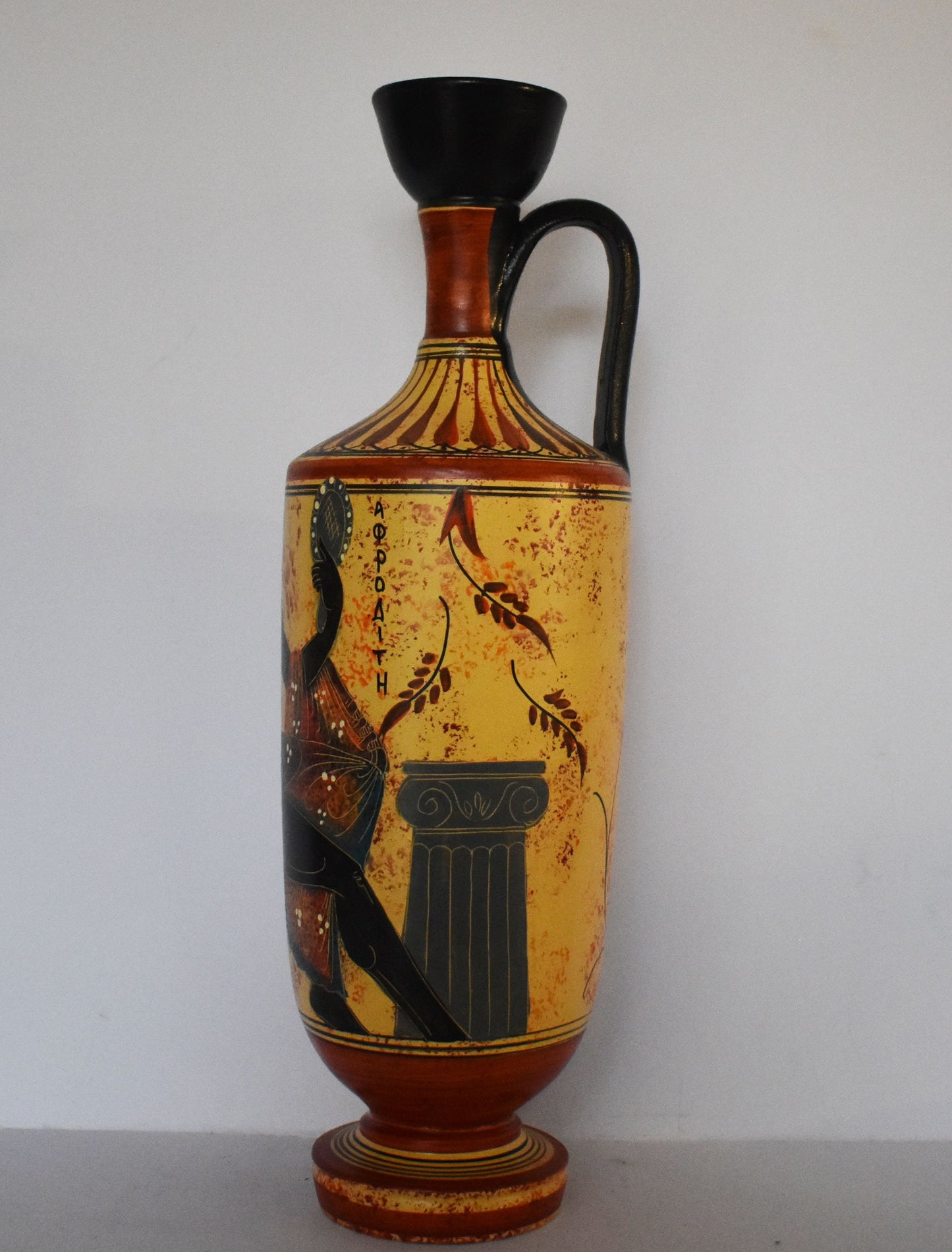 Lekythos - Storing Oil and Funerary Rites Vessel - Aphrodite - Goddess of Love and Beauty - Floral design - Ceramic Vase