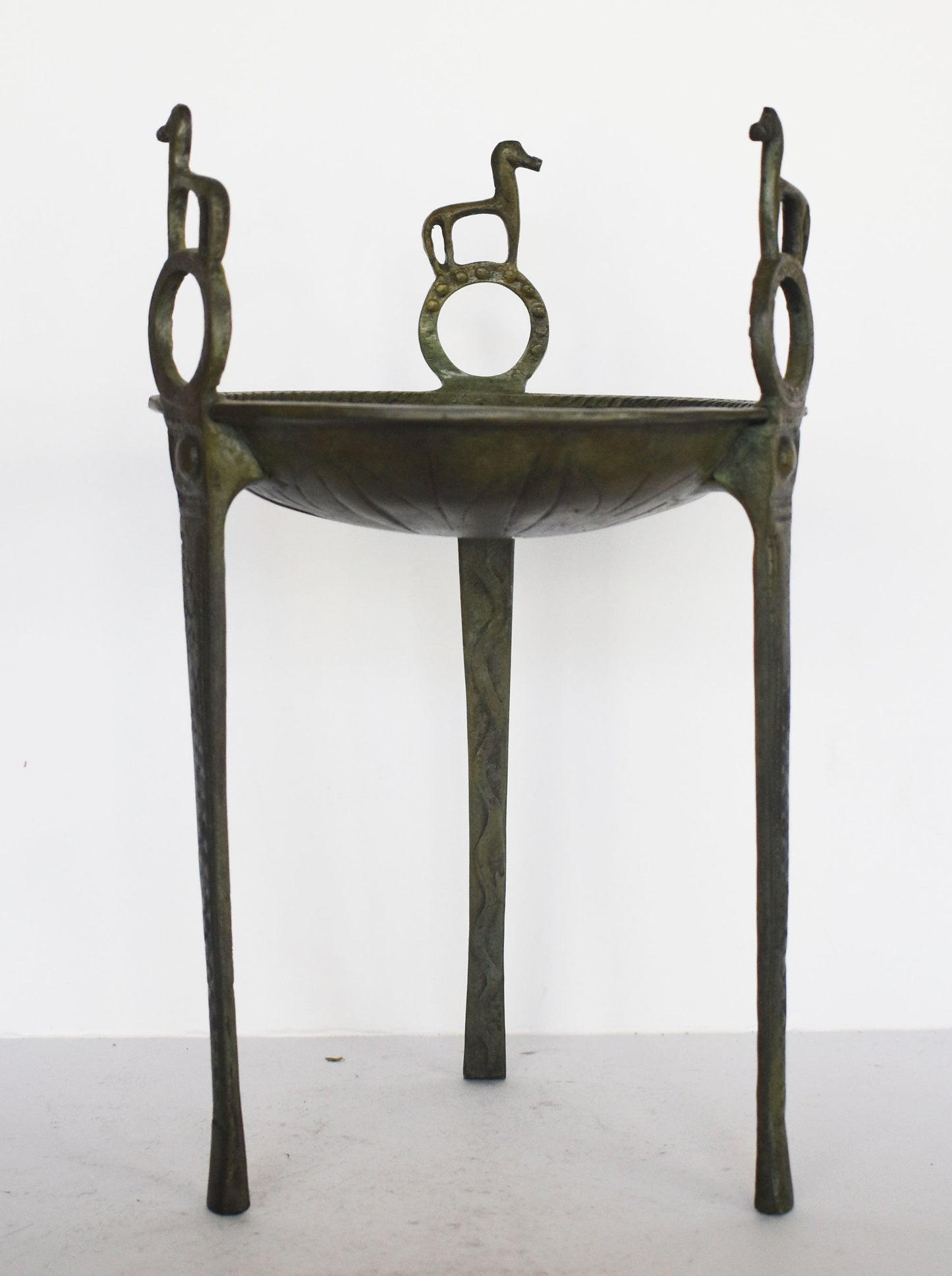 Tripod with horses and floral decoration - Delphi Winner Prize - pure bronze  artifact