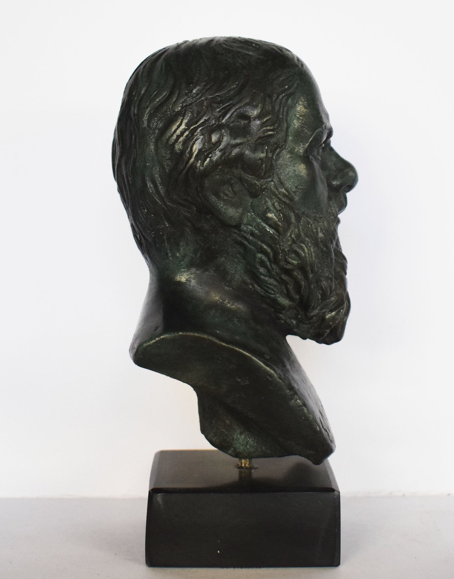 Socrates - Ancient Greek Philoshopher - Marble Base - Museum Reproduction - Head Bust- Bronze Colour Effect