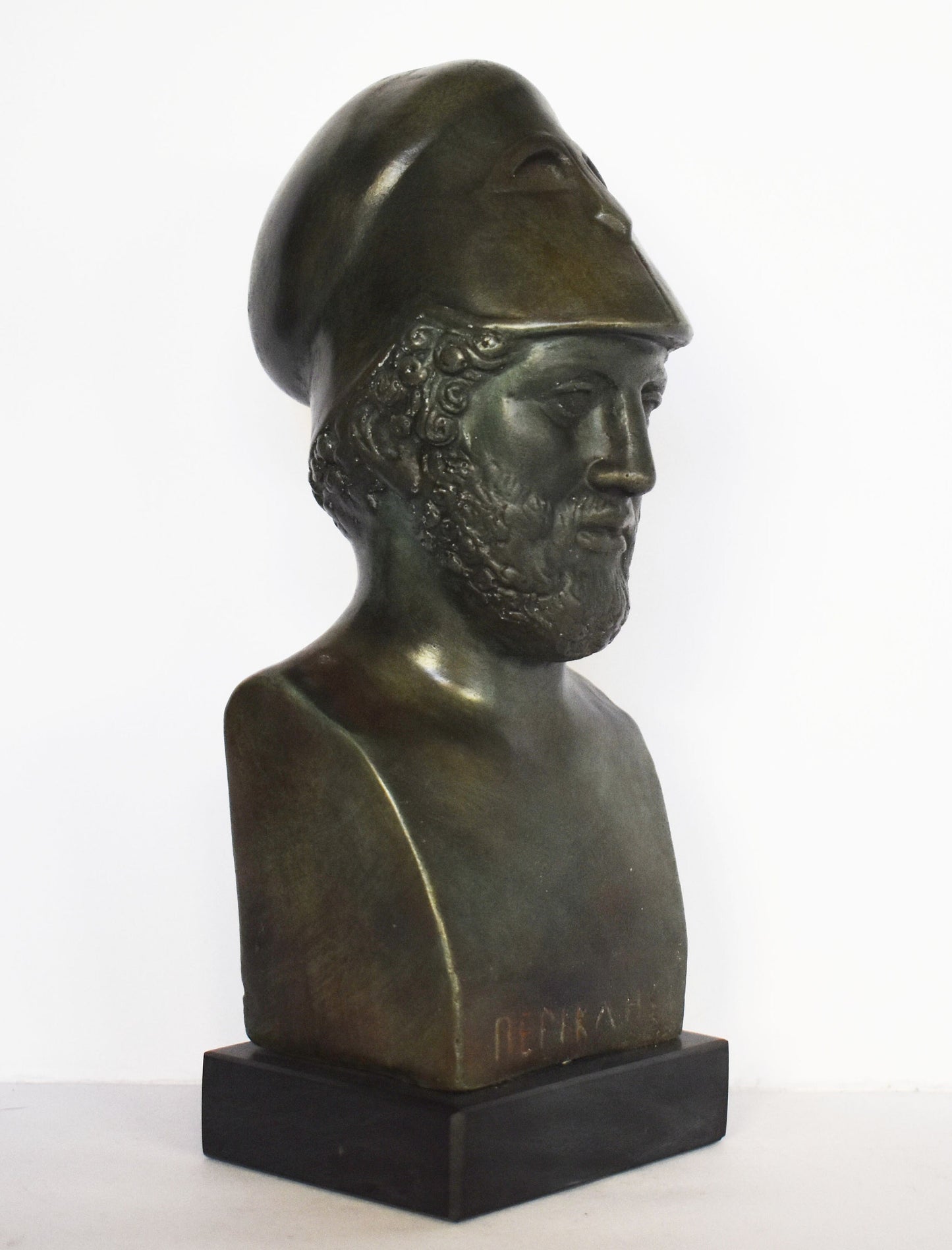 Pericles - Ancient Greek Statesman, Orator and General of Athens - Marble Base - Museum Reproduction - Head Bust- Bronze Colour Effect