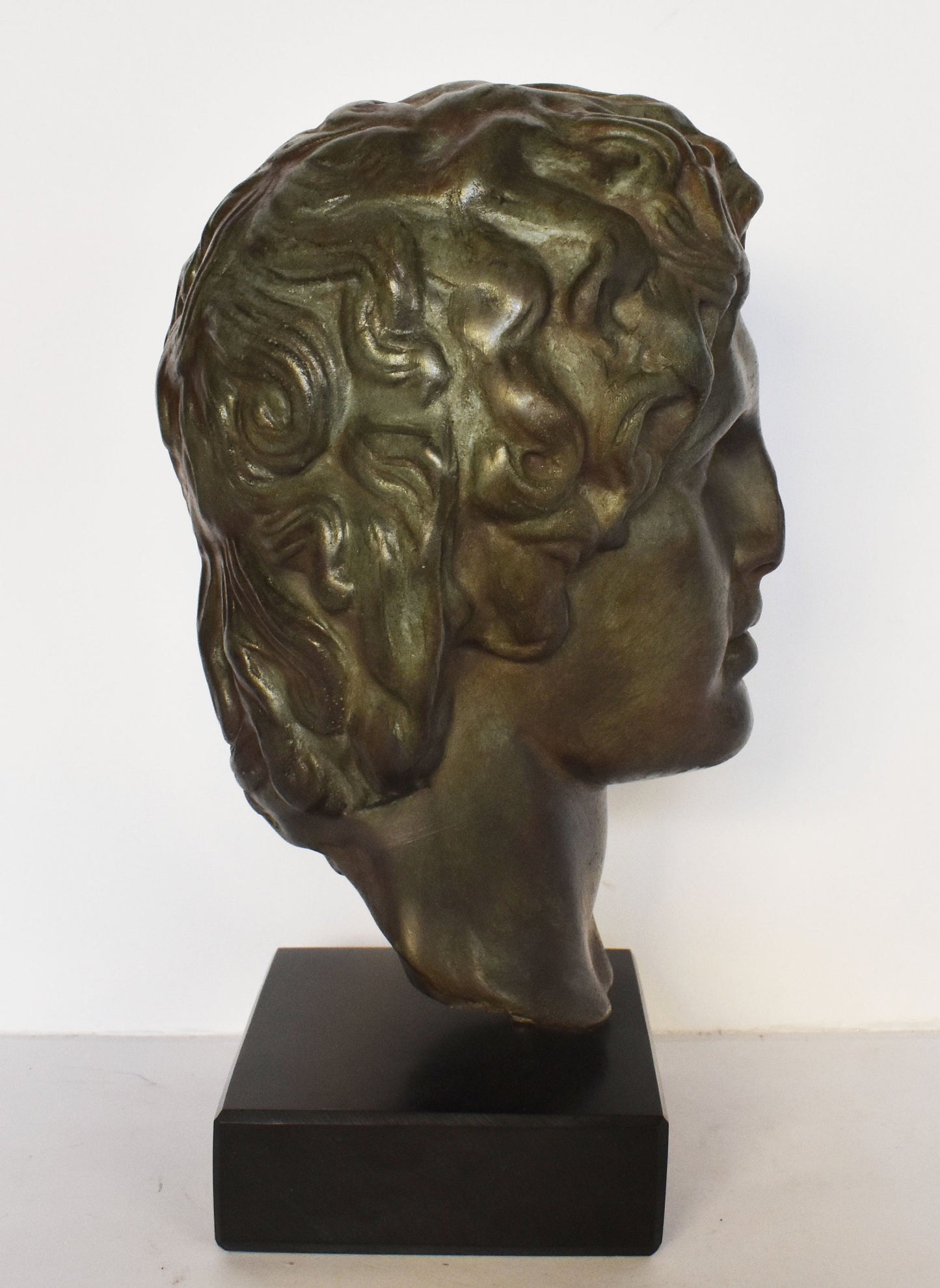 Alexander the Great - Macedonian King - Marble Base - Museum Reproduction - Head Bust- Bronze Colour Effect