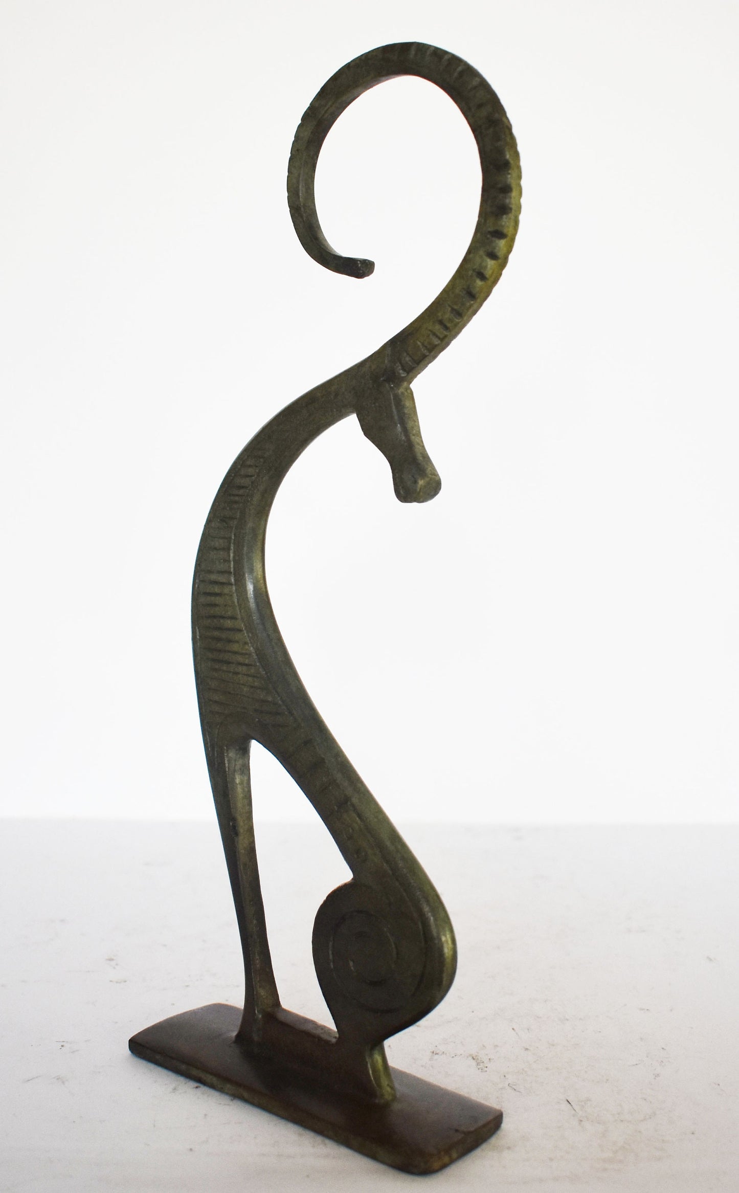 Graceful Ibex - pure Bronze Sculpture - marble base - Good-Luck Charm and symbol of Renewal