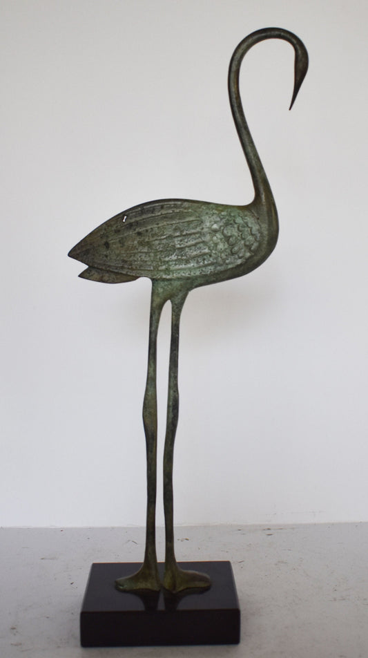 Ancient Greek Stork - pure Bronze Sculpture - marble base - Symbol of Energy, Long Life, Fertility