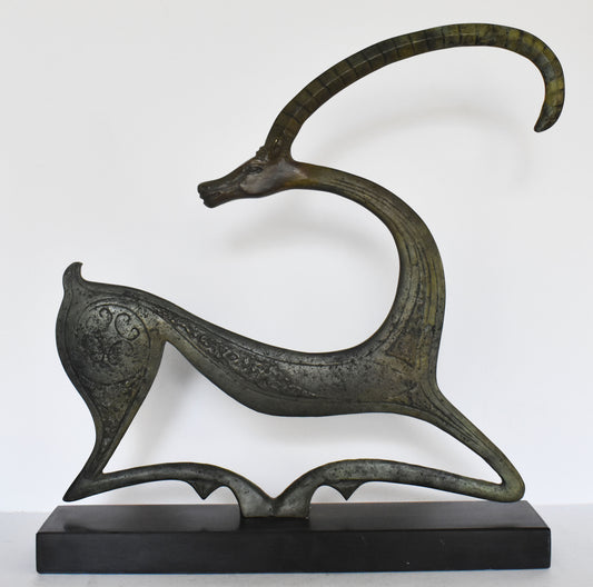 Graceful Ibex - Bronze - Symbol of Energy, Long Life, Fertility - By scaling vertical heights, the ibex teaches courage and conquering fear