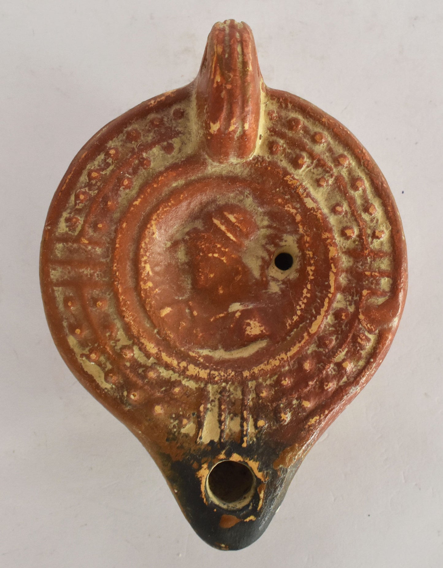 Oil Lamp - Athens, Attica - 600 BC - Athena - Goddess of Wisdom and Handicraft - Museum Reproduction - Ceramic Artifact