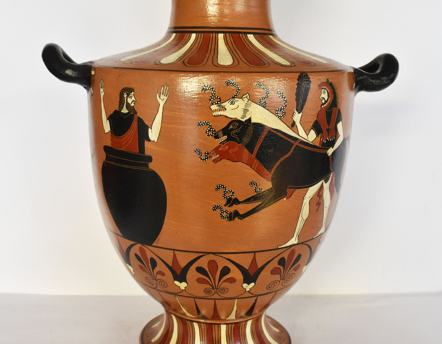 Hercules Cerberus Eurystheus - Meander and Floral Design - Hydria - 540 BC - Ceramic Vase