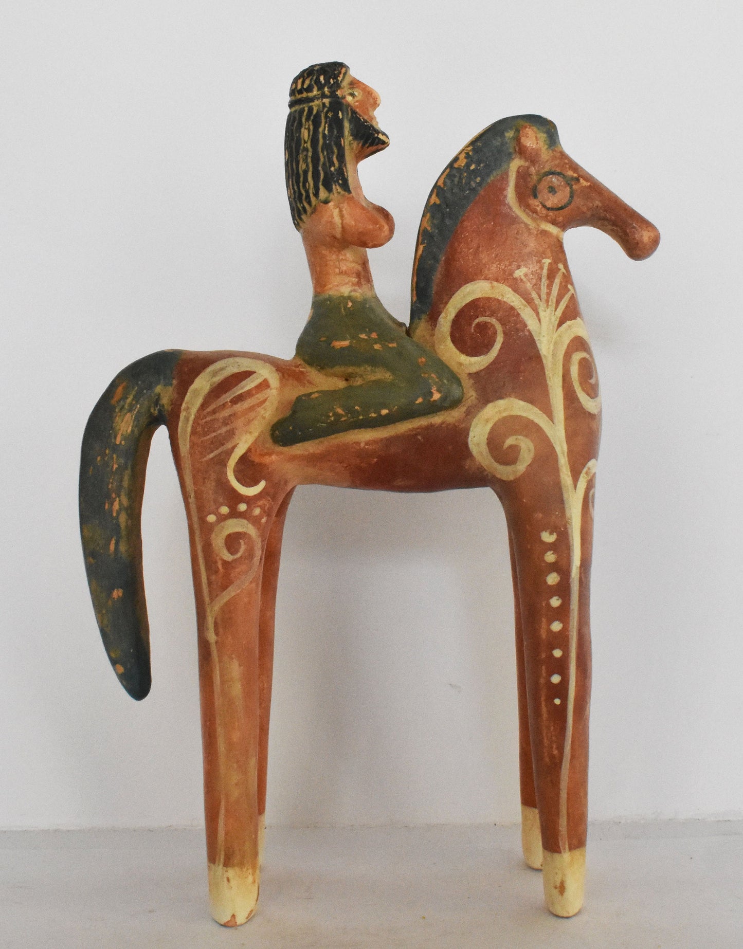 Terracotta horse and rider - Athens, Attica - 500 BC - Symbol of  Courage, Integrity, Power - Museum Reproduction  - Ceramic Artifact