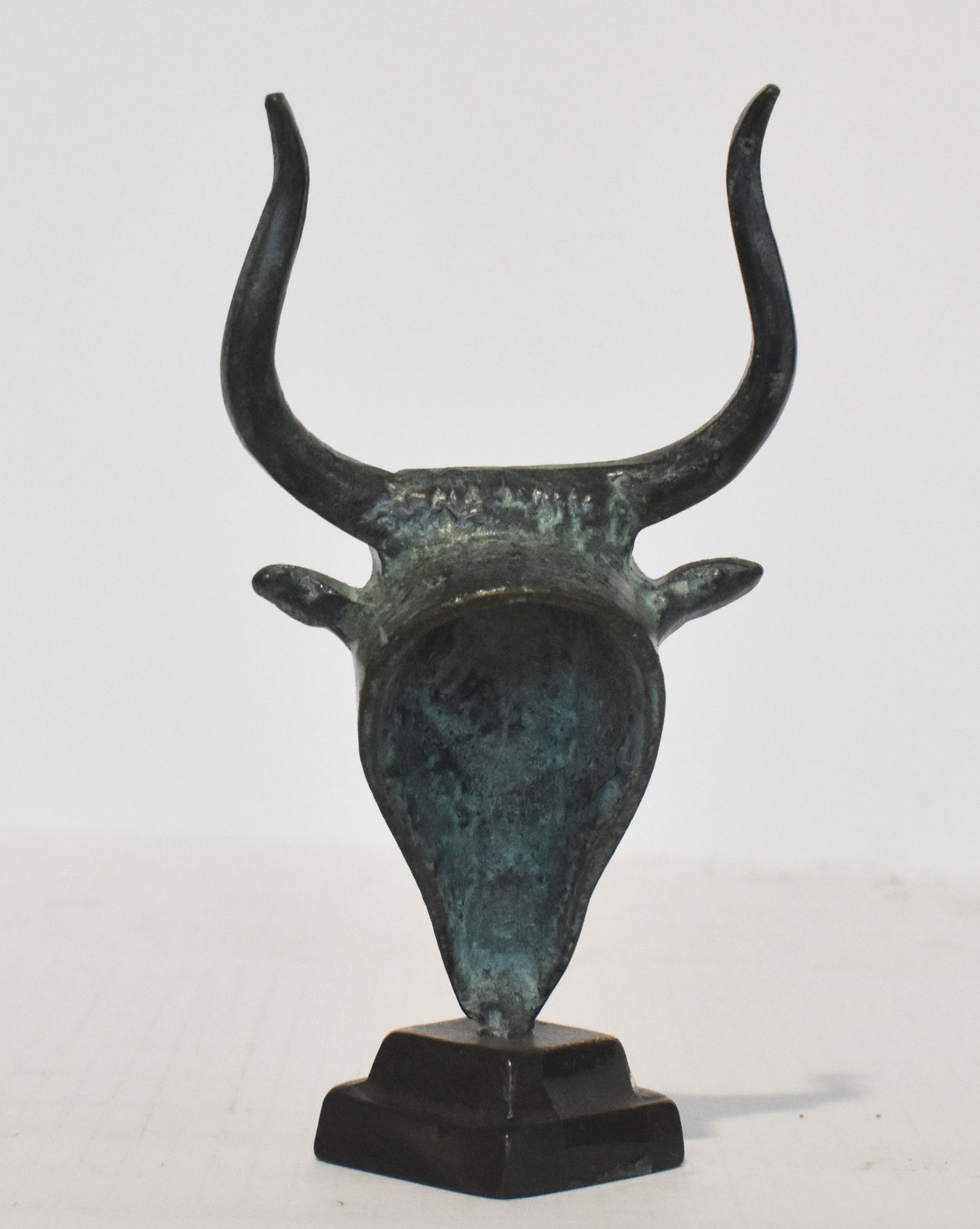 Minoan Bull Small Head - Minoan Art, Knossos Palace - marble base - pure bronze  statue